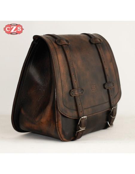 ALFORJA ULISES BASIC BROWN SKIN AGED-36X40X15CM