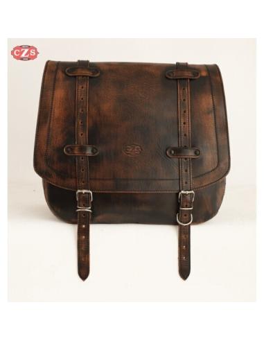 ALFORJA ULISES BASIC BROWN SKIN AGED-36X40X15CM