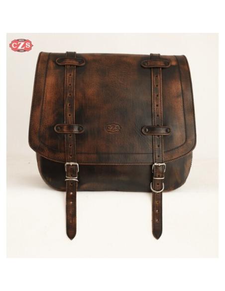 ALFORJA ULISES BASIC BROWN SKIN AGED-36X40X15CM