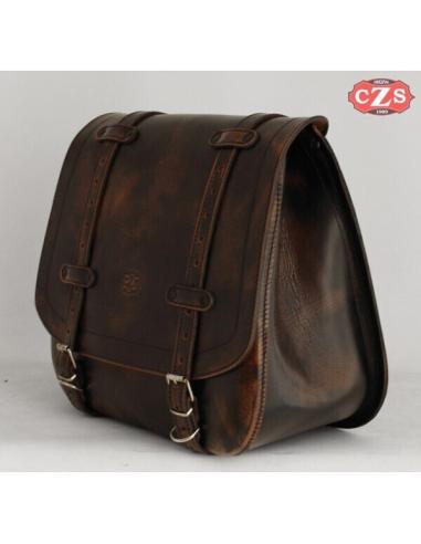 ALFORJA ULISES BASIC BROWN SKIN AGED-36X40X15CM