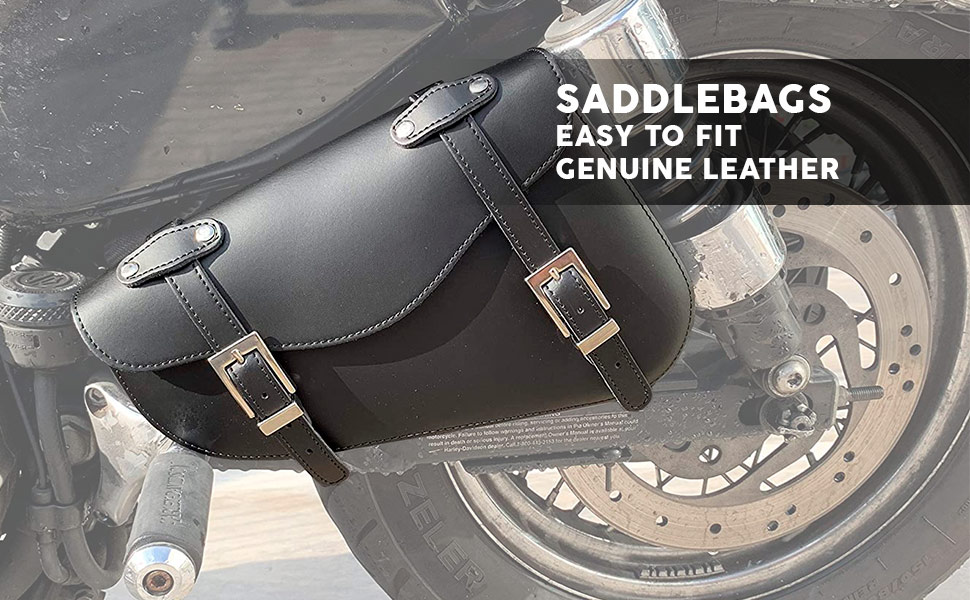 Saddlebag for left side of Harley-Davidson Sportster and other custom bikes.