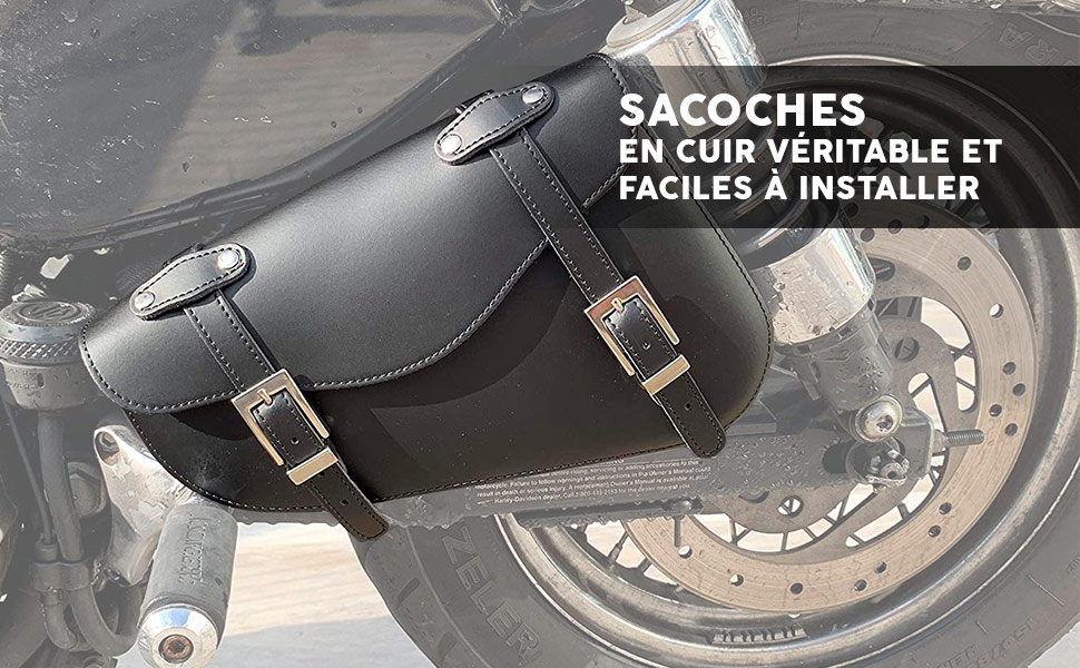 Sacoche pour le côté gauche des Harley-Davidson Sportster et autres motos custom