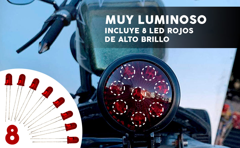Piloto trasero para motos con 8 leds de alta luminosidad