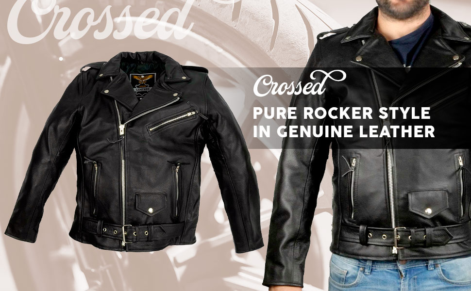 Black leather jacket rocker style.