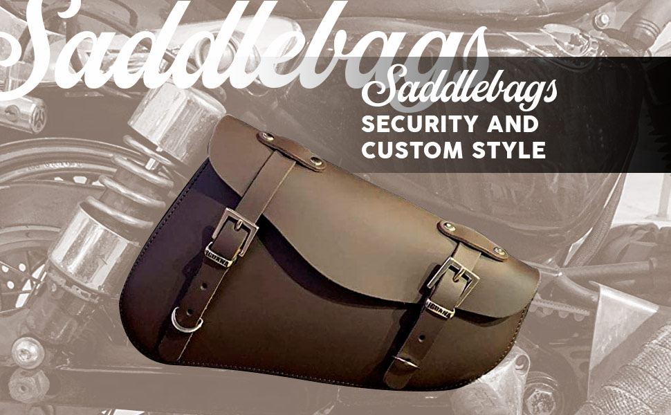 Brown leather saddlebags for Harley Davidson Sportster.