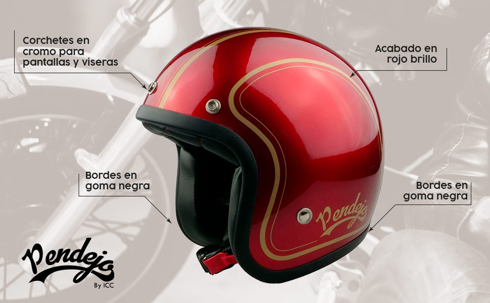 Características del casco JET Pendejor Rojo Classic