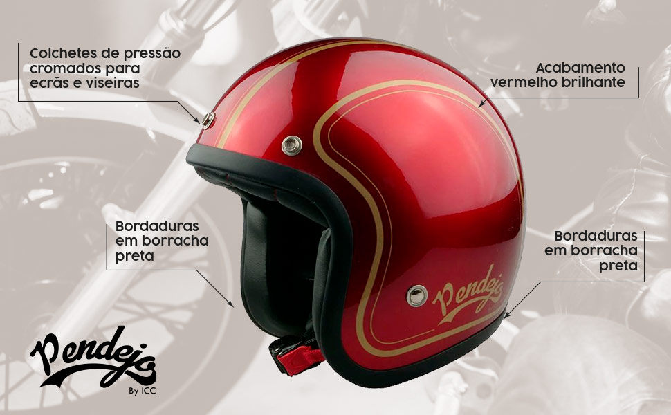 Características do capacete JET Pendejo Red Classic.