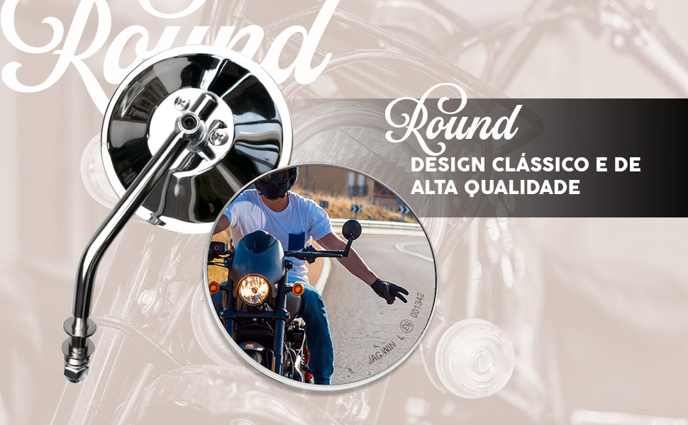 Espelhos retrovisores cromados para motociclos custom.