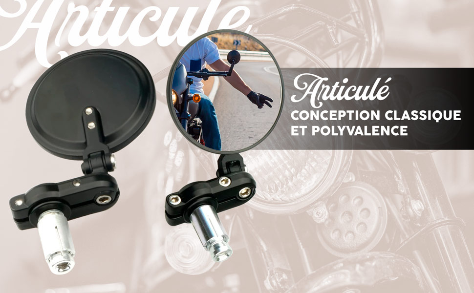 Miroirs arrière articulés pour guidon de vélo personnalisé.