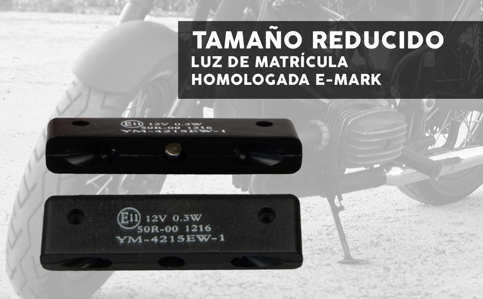 Placa Regulable Reclinable Universale para Moto + Luz Matrícula LED  Homólogo