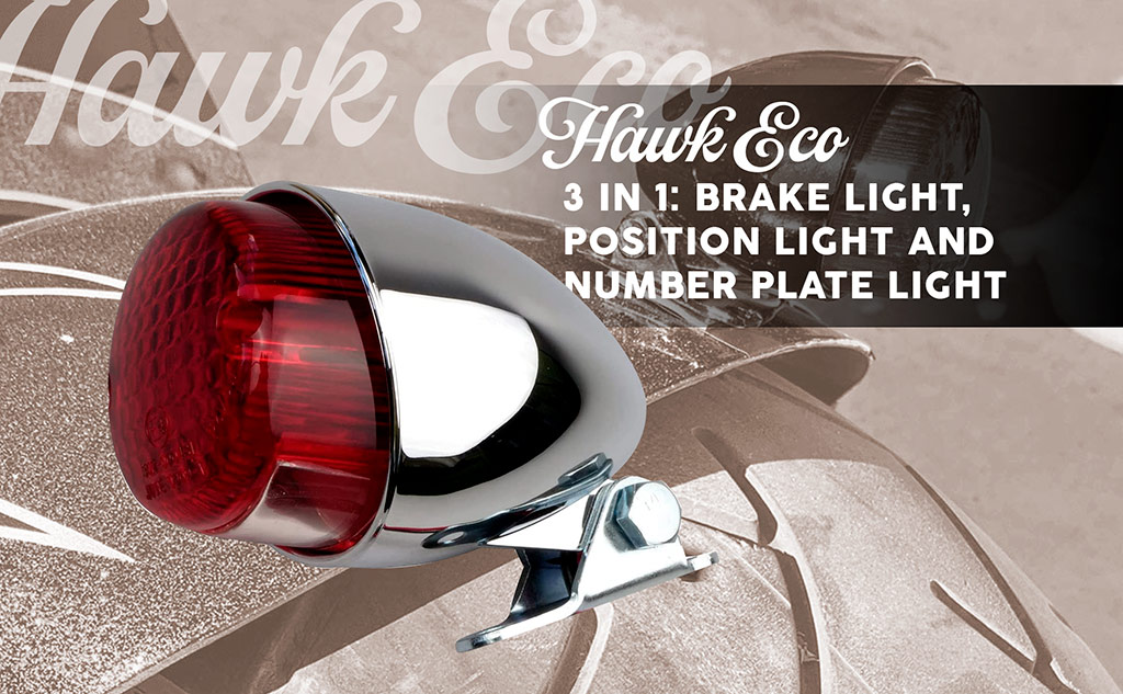 Tail light e-mark for custom motorcycles