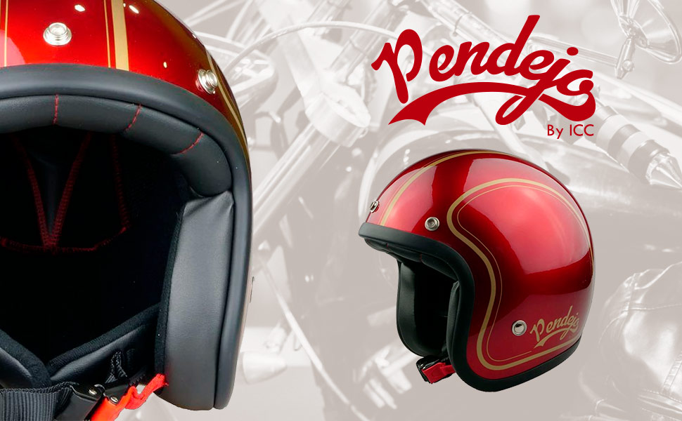 Capacete de motocicleta de face aberta tipo JET Pendejo Red Classic.
