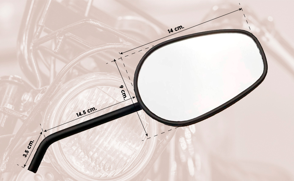 Approximate dimensions of the motorbike rear view mirror kit.